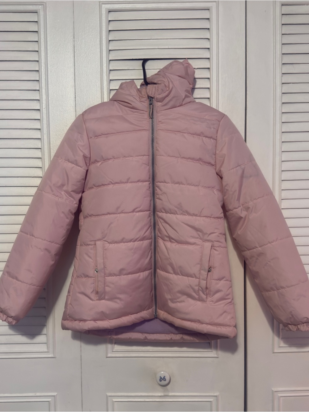 Girls' Light Pink Hooded Puffer Jacket - Cozy Everyday Layer